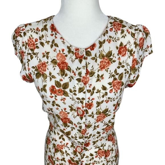 Reformation Fauna Dress Floral Button Front Mid Dress 6 Cottage Feminine Retro - Picture 2 of 13